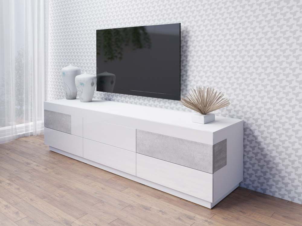Тумба ТВ «Silke» TV-6S 2484GY typ 40 Белый глянец/Колорадо бетон